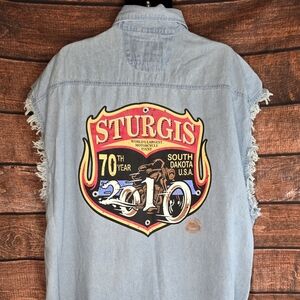 Sturgis 2010 Men's Denim Sleeveless Shirt Motorcycle Size 5XL Big & Tall 2120O